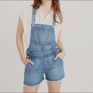 Medium Denim Overall Shorts